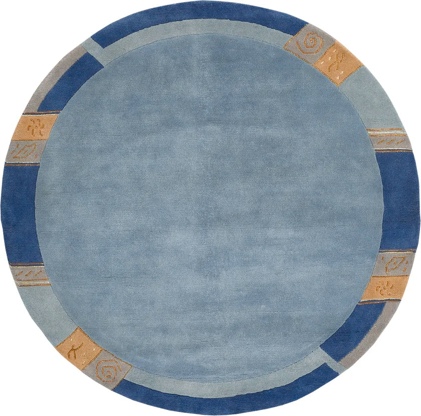 Woll Teppich MANALI 200 cm rund blau