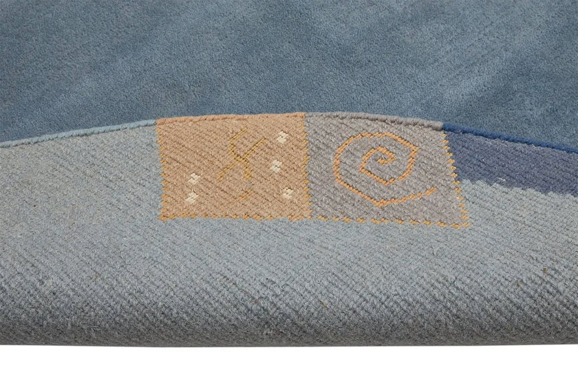 Woll Teppich MANALI 200 cm rund blau