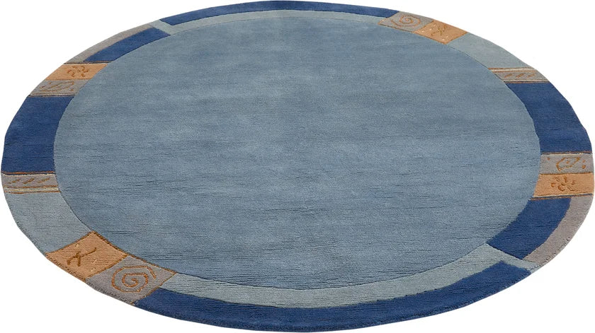 Woll Teppich MANALI 200 cm rund blau