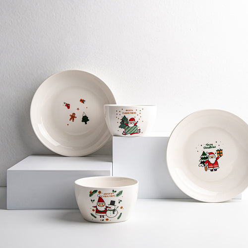 Weihnachtliches Keramik-Geschirrset in Geschenkbox – 4-teilig