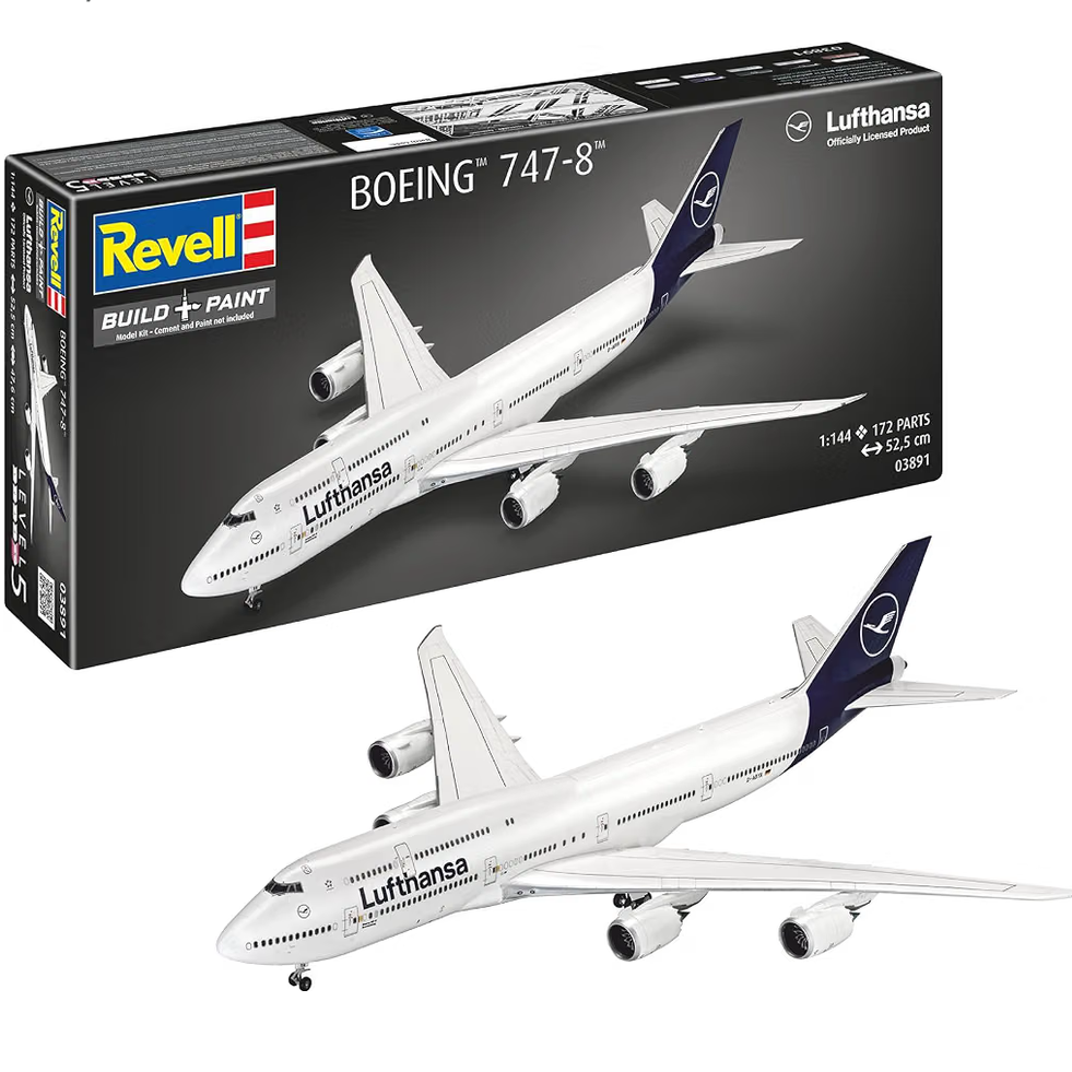 Revell Boeing 747-8 Lufthansa New Livery Modellbausatz – Maßstab 1:144, 172 Teile