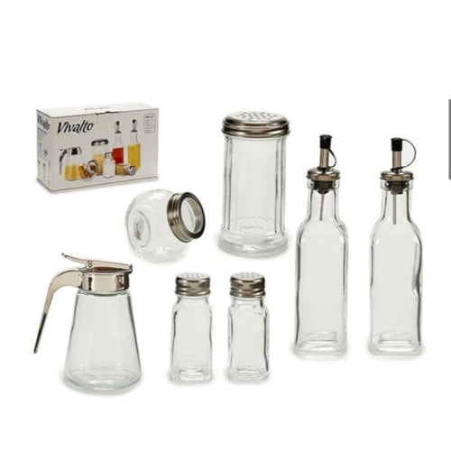 7 teilig Gewürzstreuer Gewürz Dosen Glas Gläser Behälter Box Streuer