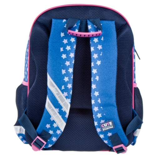 Schulrucksack „Good Vibes“ Blau/Rosa mit Hundemotiv